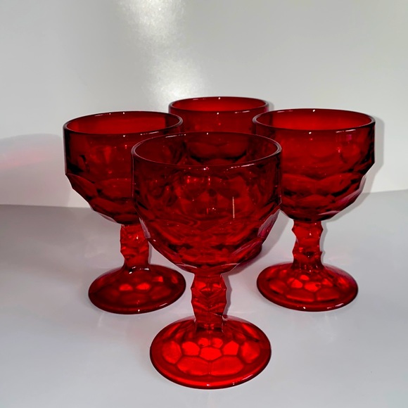 Vintage Viking Ruby Red Wine Glass (4)